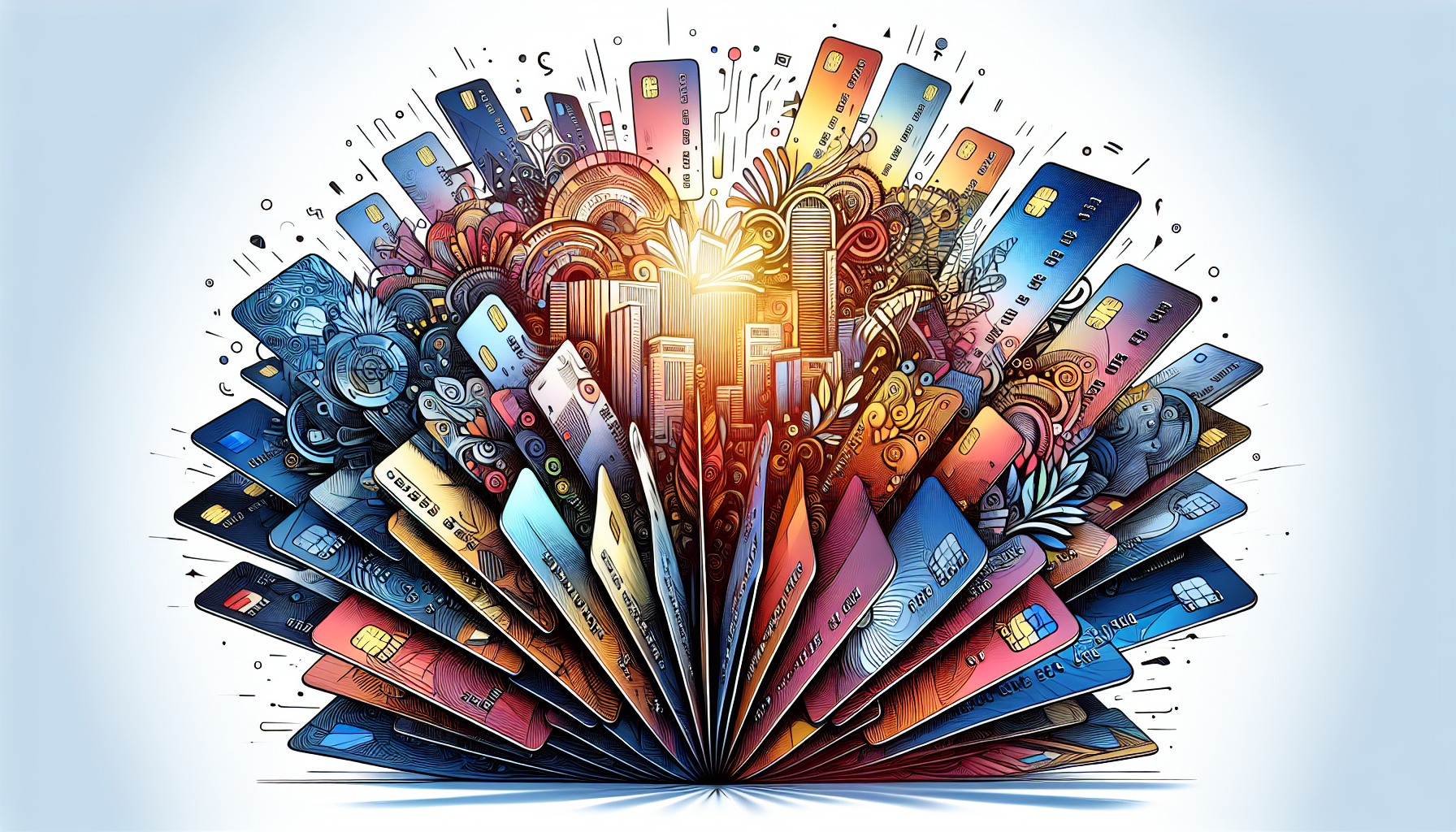 Illustration of various credit and debit cards