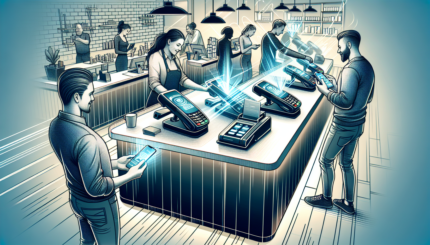 Illustration of expanding vape business with mobile payment solutions